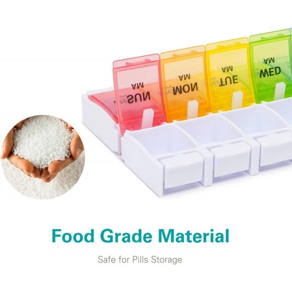 AM PM Weekly Pill Organizer 2 Times A Day, Large Daily Pill Box Case 7 Day with - Picture 7 of 8